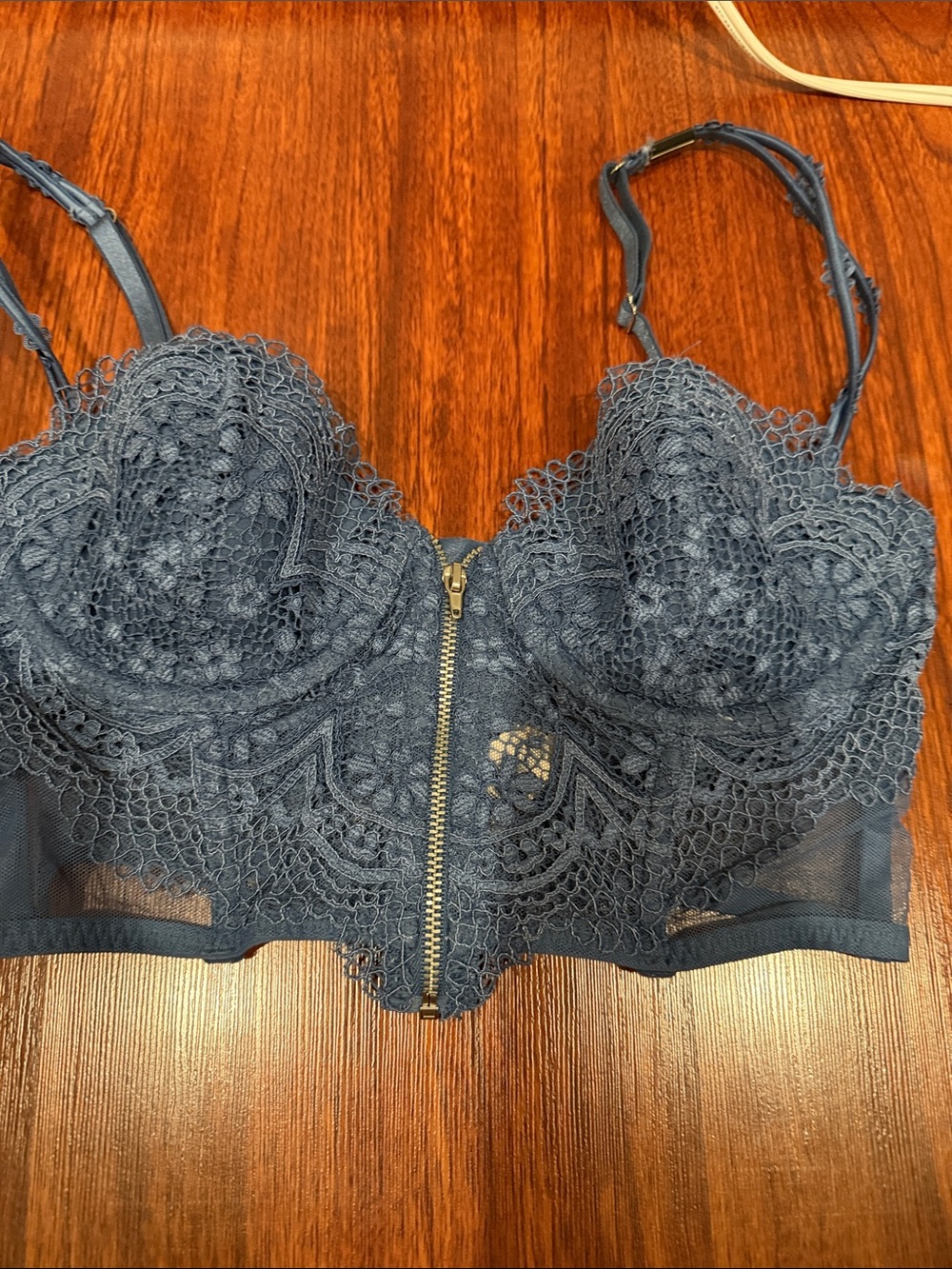 Victoria's Secret Navy Lace Zip-Front Bralette